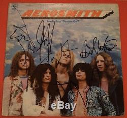 Aerosmith Complete Band Signed Dream On Vinyl Lp Record Album Flawless