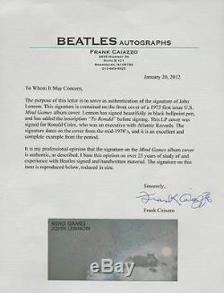 BEATLES JOHN LENNON SIGNED MIND GAMES ALBUM SUPERB AUTOGRAPH CAIAZZO & COX COAs