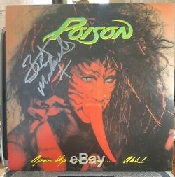 Brett Michaels Poison Signed Vinyl Record Album Open Up and Say Ahh! Autographed