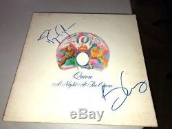 Brian May & Roger Taylor QUEEN Signed Autographed A NIGHT AT THE OPERA Album LP