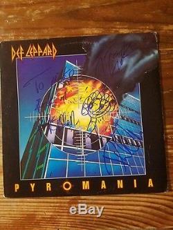 DEF LEPPARD signed autographed PYROMANIA vinyl album. JOE ELLIOTT, RICK ALLEN + 1