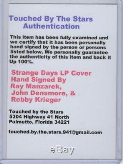 Doors X3 Autograph Hand Signed Record Cover Album COA Ray Manzarek Robby Krieger