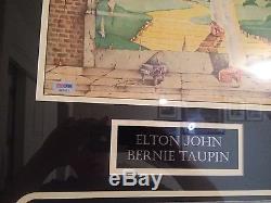 ELTON JOHN SIGNED YELLOW BRICK ROAD RECORD ALBUM BERNIE TAUPIN CHECK PSA
