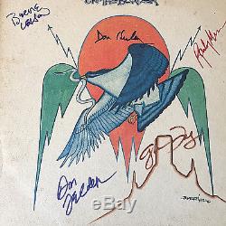 Eagles 5 Autographs Henley Frey Leadon Meisner Felder Signed On The Border Album