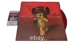 FALL OUT BOY SIGNED FOLIE A DEUX ORANGE RED VINYL LP JSA COA auto record album