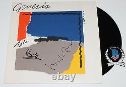 GENESIS BAND SIGNED'ABACAB' ALBUM VINYL RECORD BECKETT COA PHIL COLLINS TONY x3