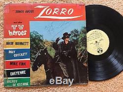 Guy Williams Autographed Songs About Zorro Mickey Mouse Club 1957 Record Album