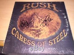 Geddy Lee & Alex Lifeson RUSH Signed CARESS OF STEEL Album LP