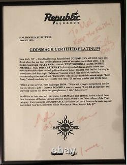 Godsmack Debut Album RIAA Gold Record Award & Autographed Letter Signed Sully