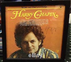 Harry Chapin Signed 1974 record album sniper love Songs framed Auto from wife