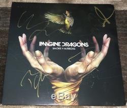 IMAGINE DRAGONS SIGNED AUTOGRAPH SMOKE + & MIRRORS VINYL RECORD ALBUM withPROOF