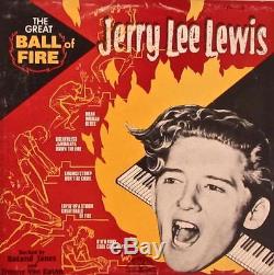 JERRY LEE LEWIS RARE HAND SIGNED AUTOGRAPH FLYER withLP SUN RECORD 10 ALBUM