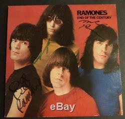 JOEY JOHNNY DEE DEE & MARKY RAMONES SIGNED END OF THE CENTURY ALBUM COVER RARE