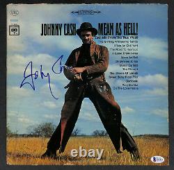 Johnny Cash MEAN AS HELL LP Signed Autographed Album Beckett BAS Very Rare