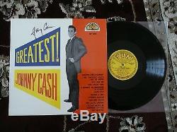 Johnny Cash SIGNED' GREATEST JOHNNY CASH' SUN RECORDS ALBUM COVER