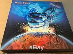 Judas Priest GROUP Signed Autographed RAM IT DOWN Record Album LP ROB HALFORD ++
