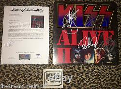 KISS ALIVE II record album LP cover signed by Gene Paul Ace Peter PSA DNA COA