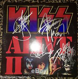 KISS ALIVE II record album LP cover signed by Gene Paul Ace Peter PSA DNA COA