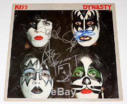KISS BAND SIGNED AUTHENTIC'DYNASTY' VINYL RECORD ALBUM LP withCOA GENE SIMMONS x3