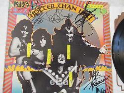KISS SIGNED HOTTER THAN HELL 1974- LP ALBUM RECORD GENE SIMMONS RARE