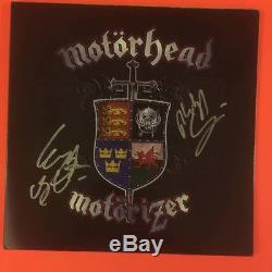 Motorhead Motorizer Autographed Record Album Cover Signed by Lemmy Kilmister +1