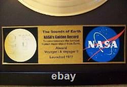 NASA Voyager 1 and 2 Gold Golden Record Album Disc + Plaque in Frame