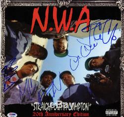 NWA X4 Autographed Signed Straight Outta Compton Album Cover PSA LOA AFTAL