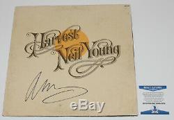 Neil Young Signed'harvest' Vinyl Album Record Lp Csny Proof Beckett Bas Coa
