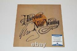 Neil Young Signed'harvest' Vinyl Record Album Lp Beckett Coa Singer Proof