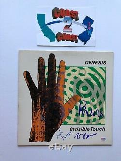 Phil Collins, Tony Banks, Mike Rutherford Signed Album Genesis Invisible Touch