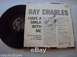 RAY CHARLES AUTOGRAPHED HAVE A SMILE WITH ME 1966 RARE STEREO RECORD ALBUM