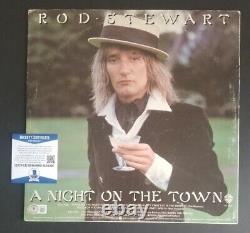ROD STEWART signed A NIGHT ON THE TOWN LP record album with BAS COA psa jsa