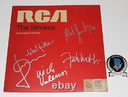 THE STROKES BAND SIGNED'COMEDOWN MACHINE' ALBUM VINYL RECORD LP BECKETT COA x5