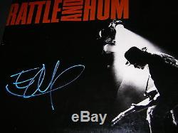 U2 signed RATTLE AND HUM record album EDGE signed