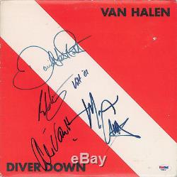 VAN HALEN All 4 Signed Diver Down 12 Album Cover PSA/DNA & REAL LOA's Roth